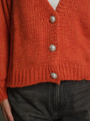 cardigan bottoni gioiello - Arancio