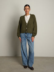 cardigan bottoni gioiello - Verde militare