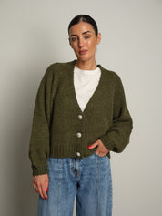 cardigan bottoni gioiello - Verde militare