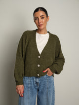 cardigan bottoni gioiello - Verde militare