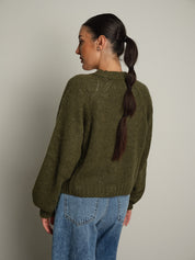 cardigan bottoni gioiello - Verde militare