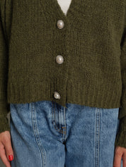cardigan bottoni gioiello - Verde militare