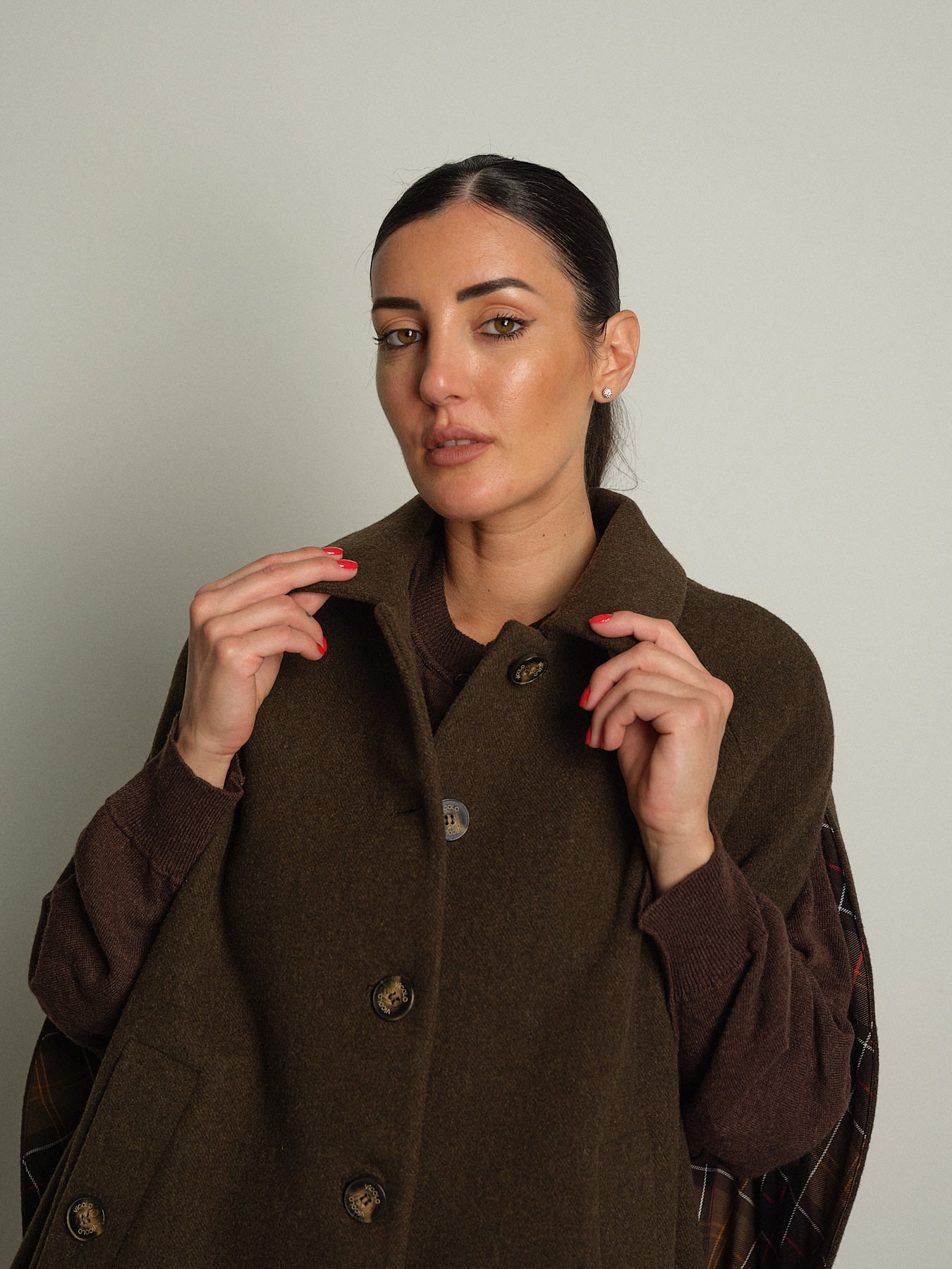 mantella check lunga - Verde militare