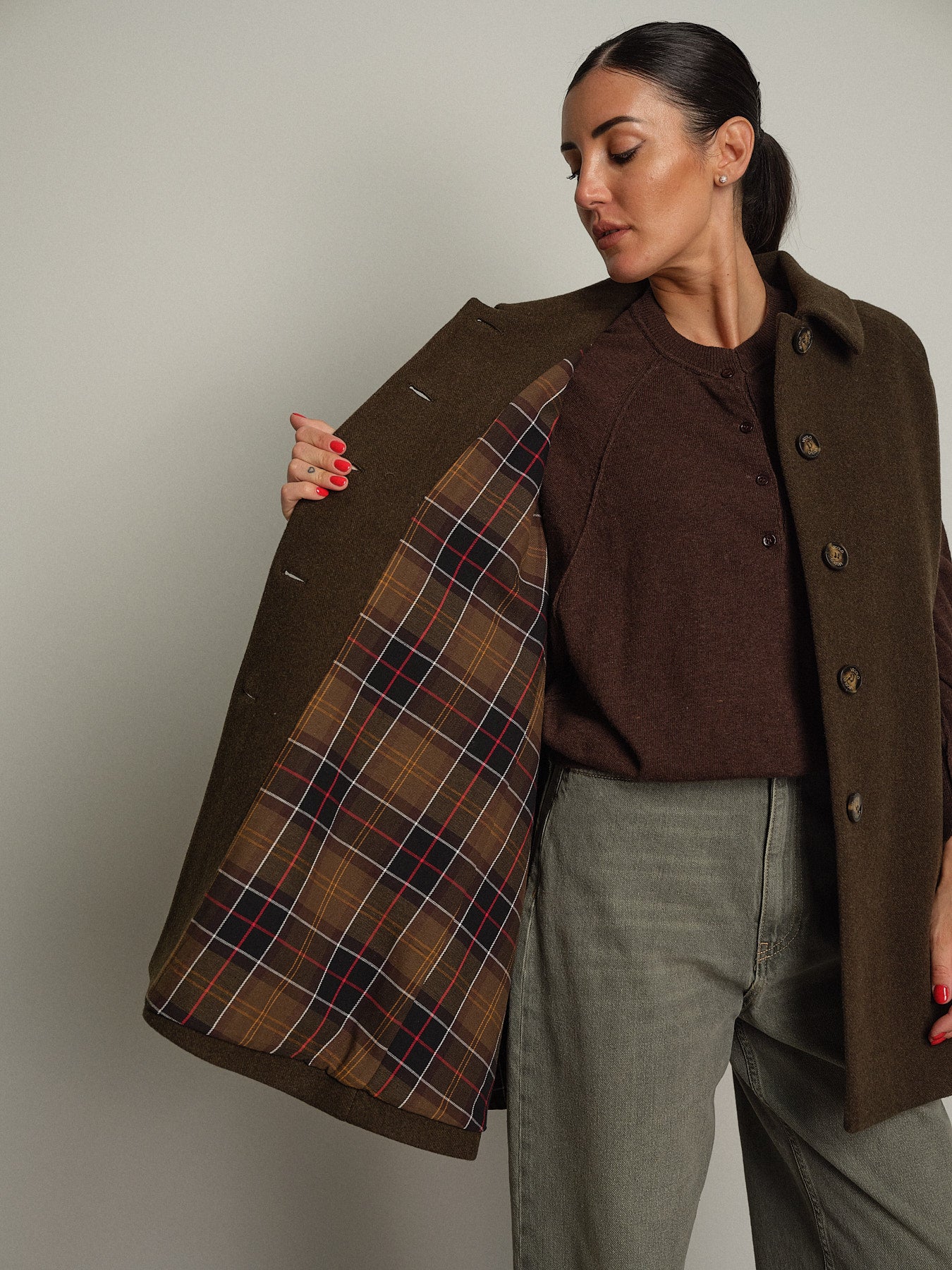 mantella check lunga - Verde militare