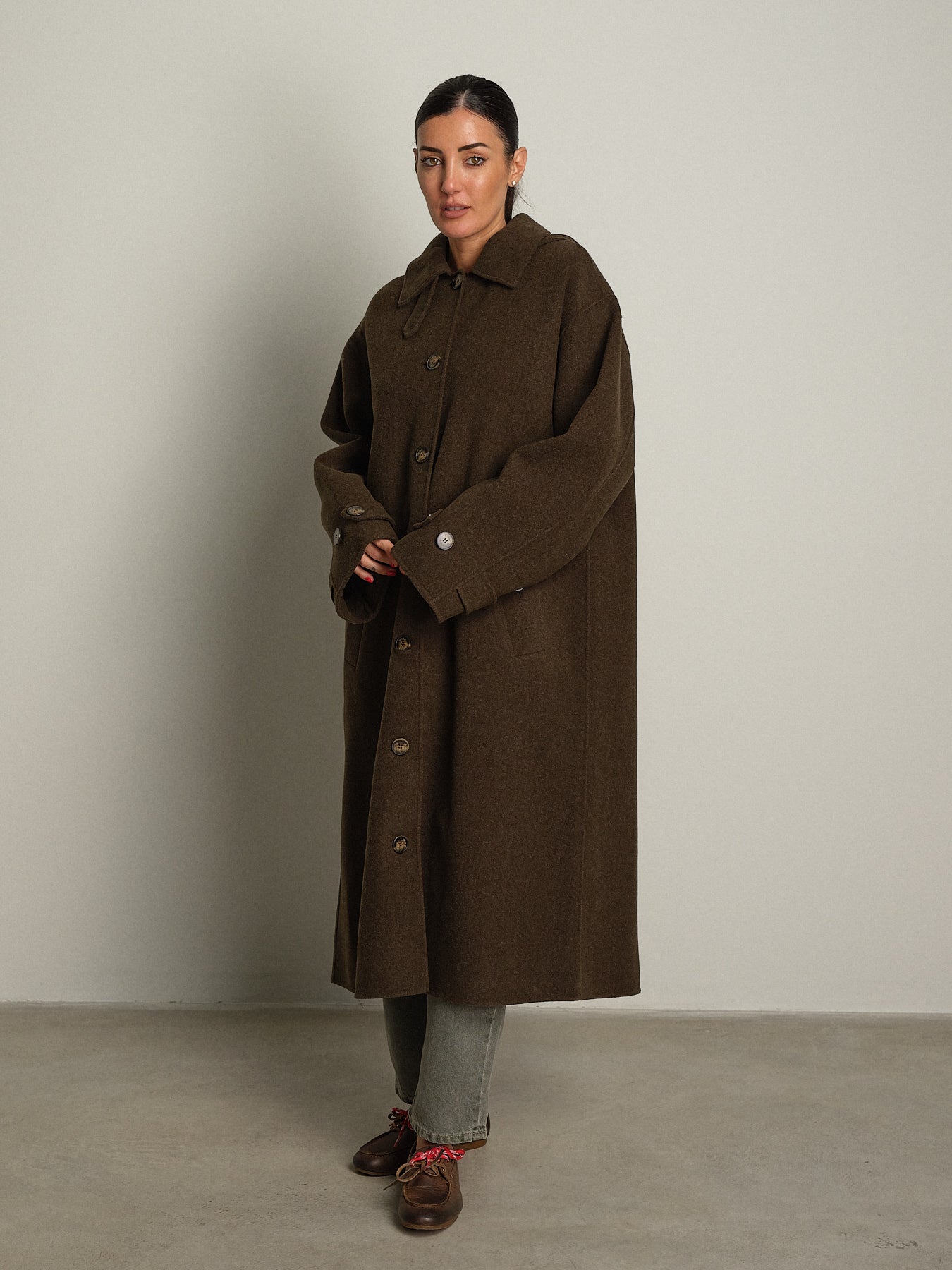 cappotto lungo check cappuccio - Verde militare