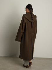 cappotto lungo check cappuccio - Verde militare