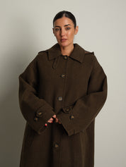 cappotto lungo check cappuccio - Verde militare