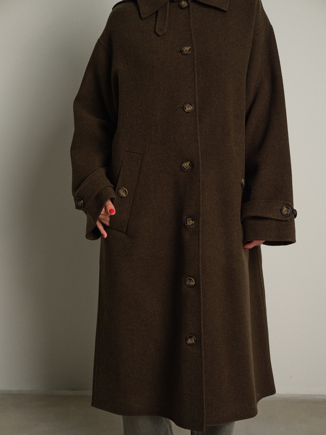 cappotto lungo check cappuccio - Verde militare