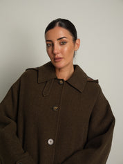 cappotto lungo check cappuccio - Verde militare