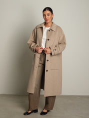 cappotto lungo monopetto tasconato - Tortora