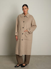 cappotto lungo monopetto tasconato - Tortora