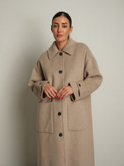 cappotto lungo monopetto tasconato - Tortora