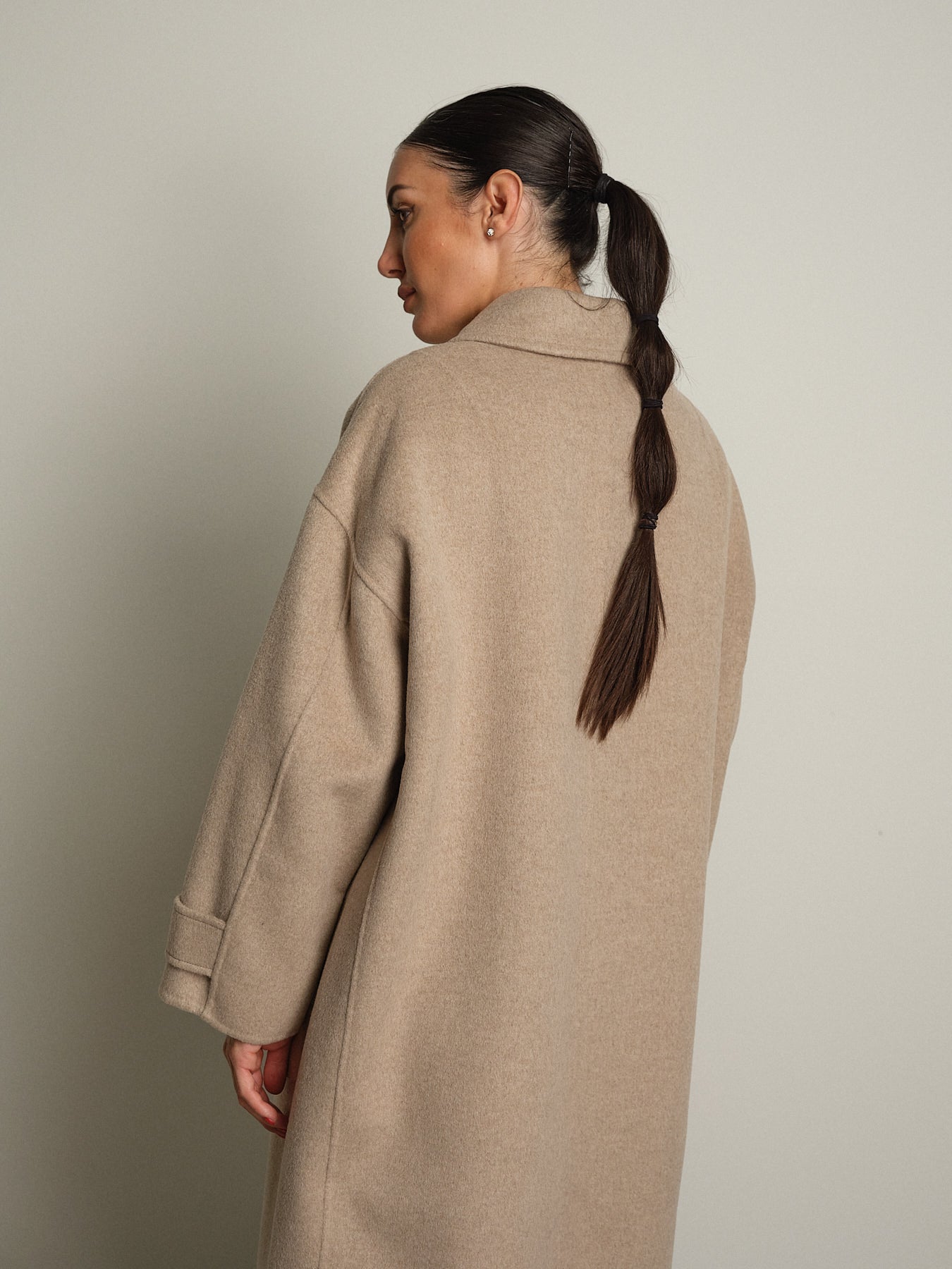 cappotto lungo monopetto tasconato - Tortora