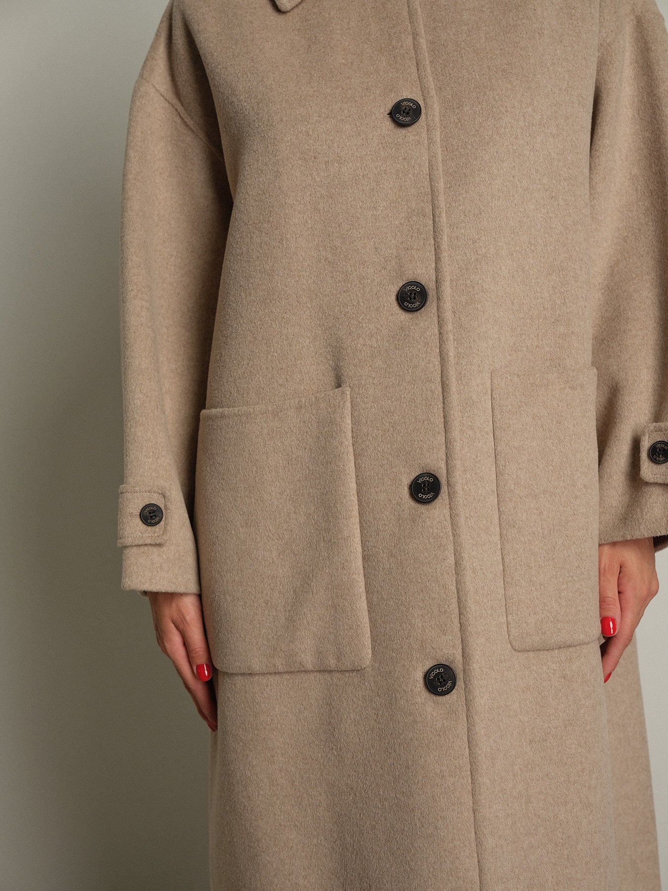 cappotto lungo monopetto tasconato - Tortora