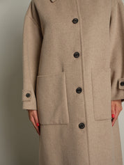 cappotto lungo monopetto tasconato - Tortora