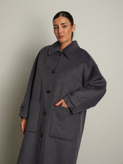 cappotto lungo monopetto tasconato - Antracite
