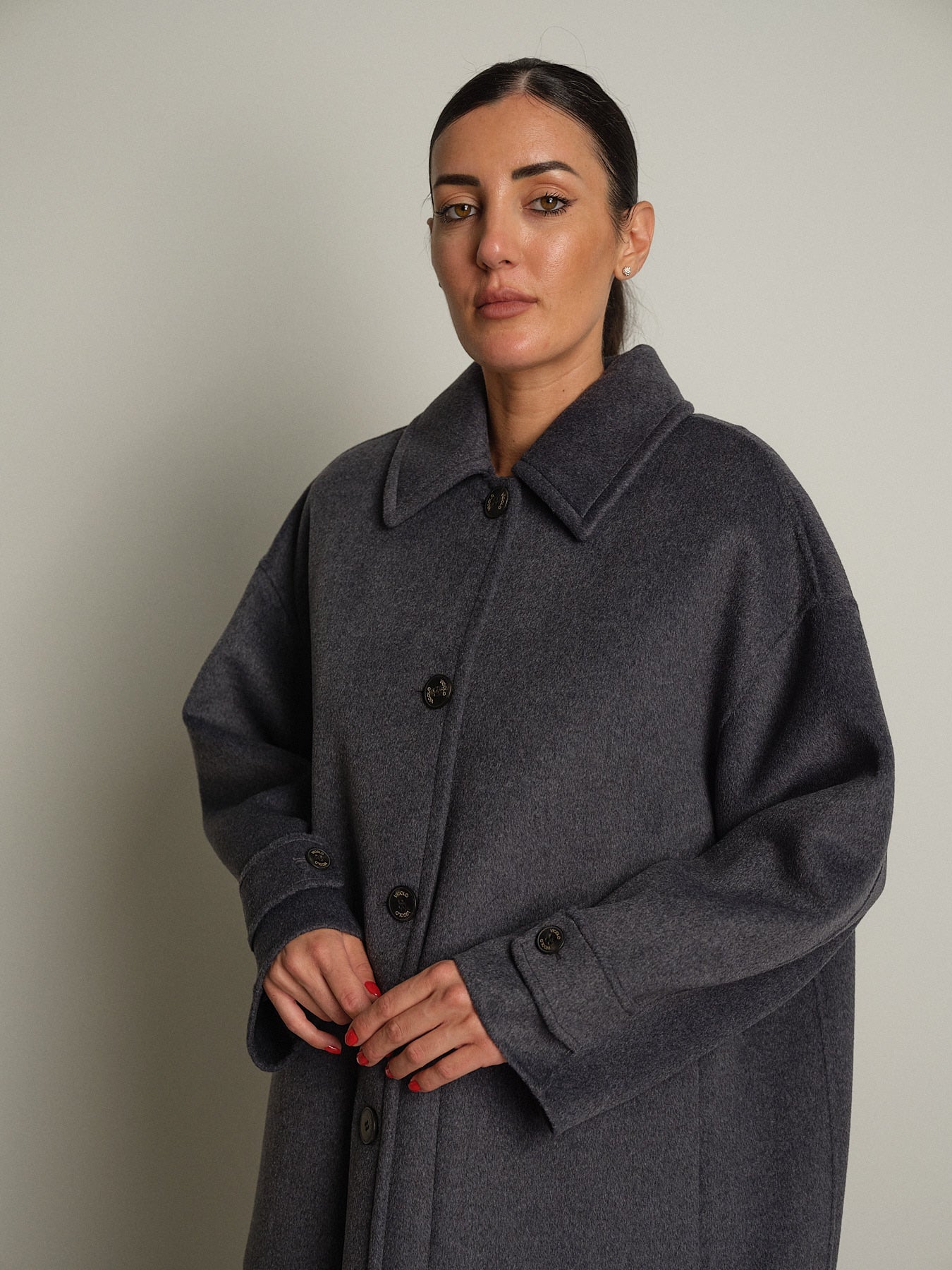 cappotto lungo monopetto tasconato - Antracite