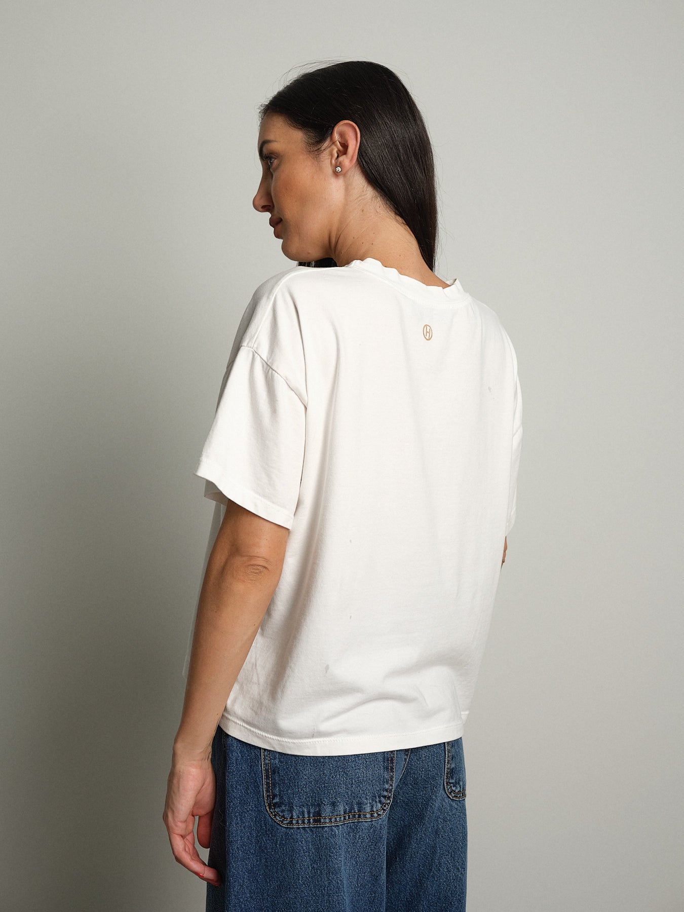 maglia scatola manica corta paricollo - Bianco ottico
