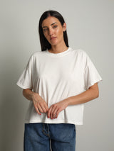 maglia scatola manica corta paricollo - Bianco ottico