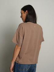 maglia scatola manica corta paricollo - Tortora