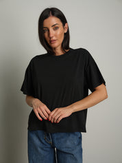 maglia scatola manica corta paricollo - Nero