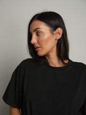 maglia scatola manica corta paricollo - Nero