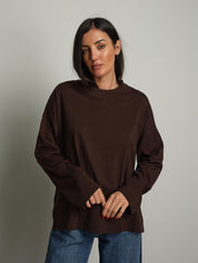 t-shirt manica lunga over scatola - moro