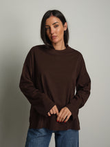 t-shirt manica lunga over scatola - moro