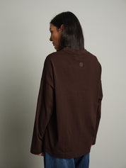t-shirt manica lunga over scatola - moro