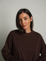 t-shirt manica lunga over scatola - moro