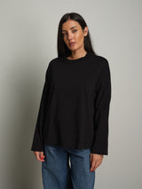 t-shirt manica lunga over scatola - Nero