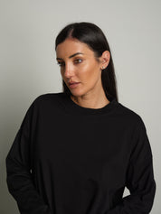 t-shirt manica lunga over scatola - Nero