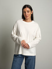 t-shirt manica lunga over scatola - Bianco