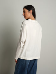 t-shirt manica lunga over scatola - Bianco