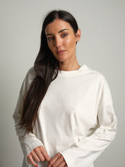 t-shirt manica lunga over scatola - Bianco