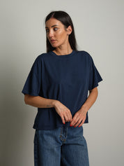 maglia scatola manica corta paricollo - Blu notte