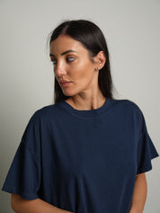 maglia scatola manica corta paricollo - Blu notte