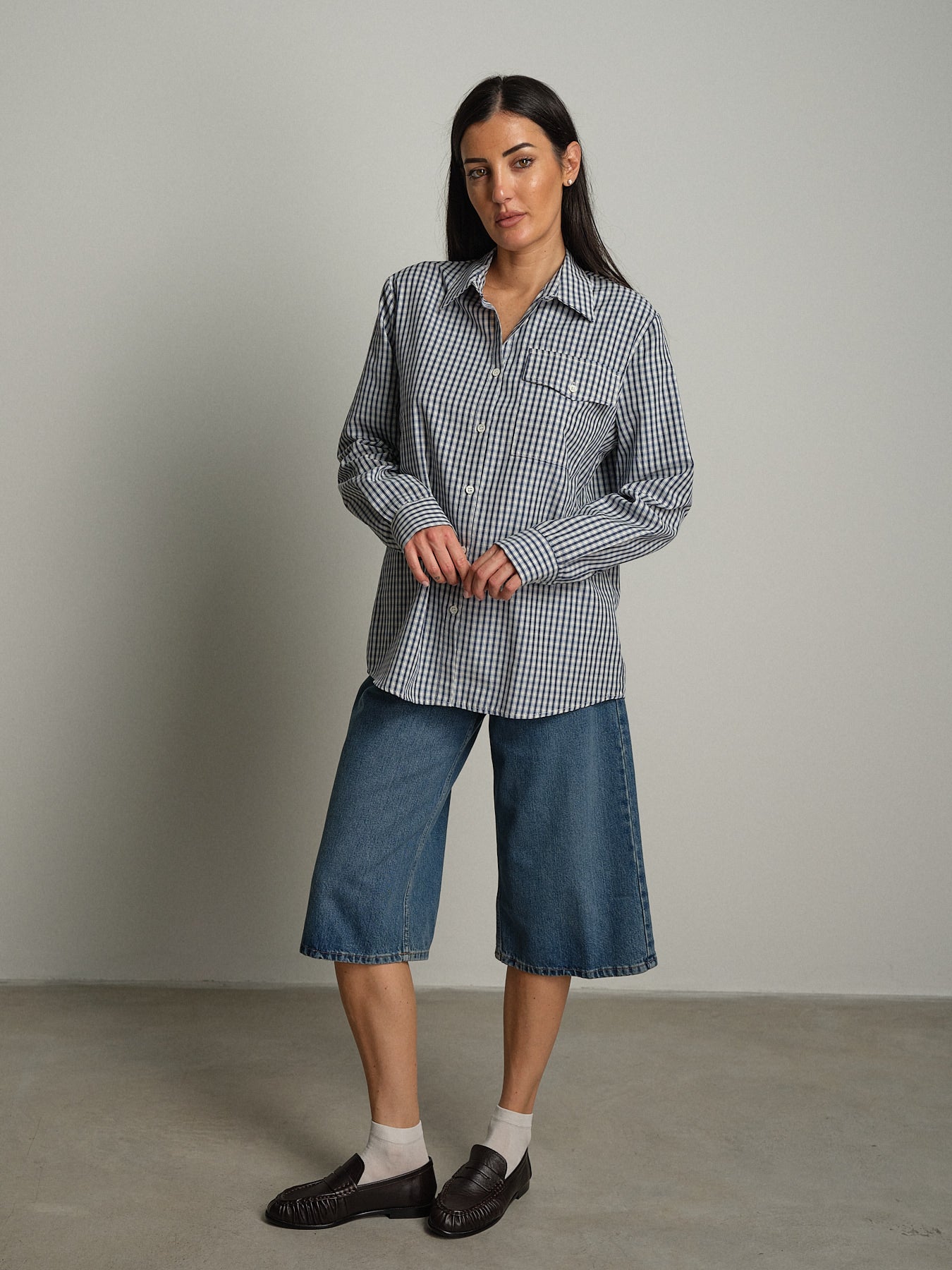Camicia check piccolo - Blu notte