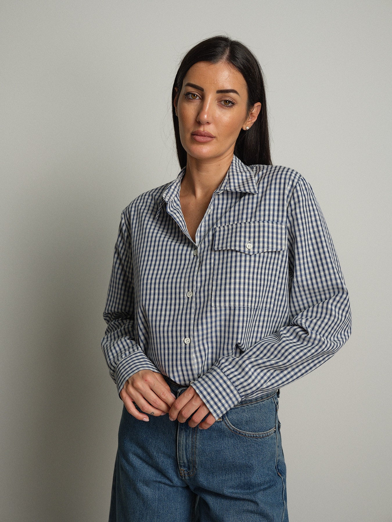 Camicia check piccolo - Blu notte