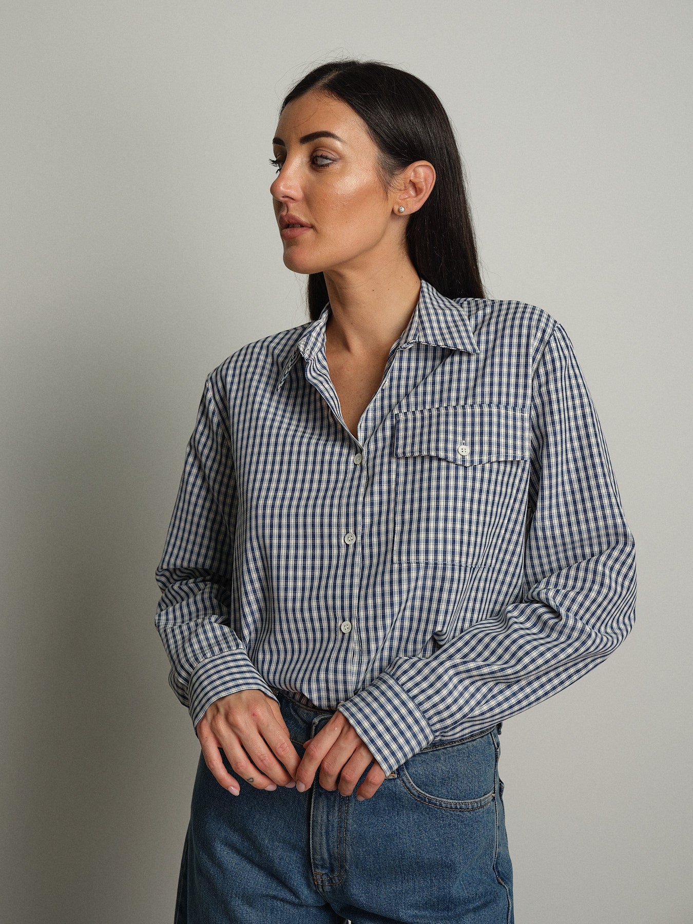 Camicia check piccolo - Blu notte