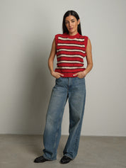 Gilet righe - Rosso