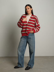 Cardigan righe - Rosso
