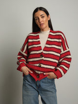 Cardigan righe - Rosso