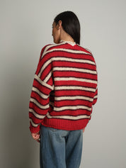 Cardigan righe - Rosso