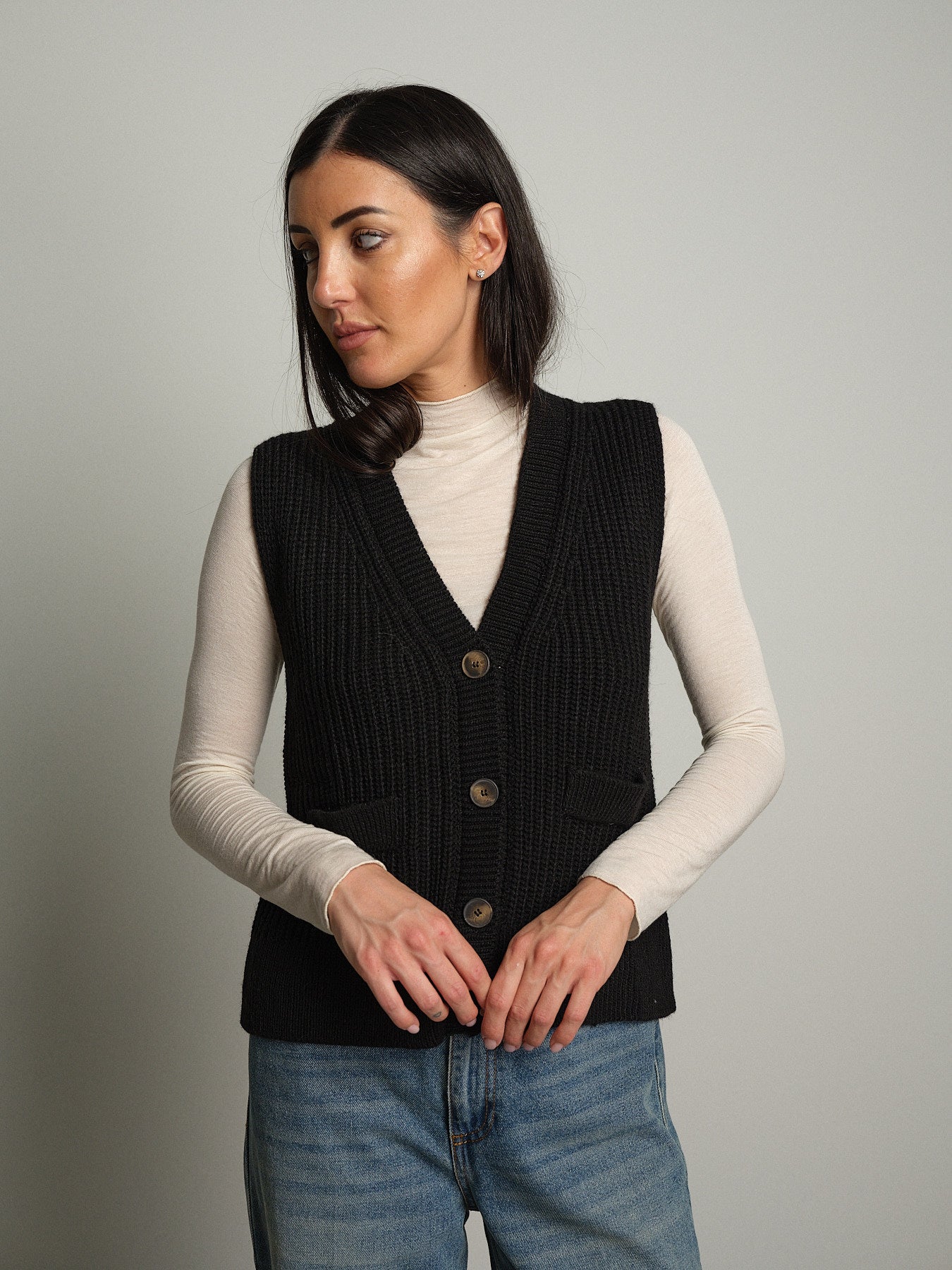 gilet con tasche - Nero