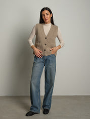 gilet con tasche - Tortora