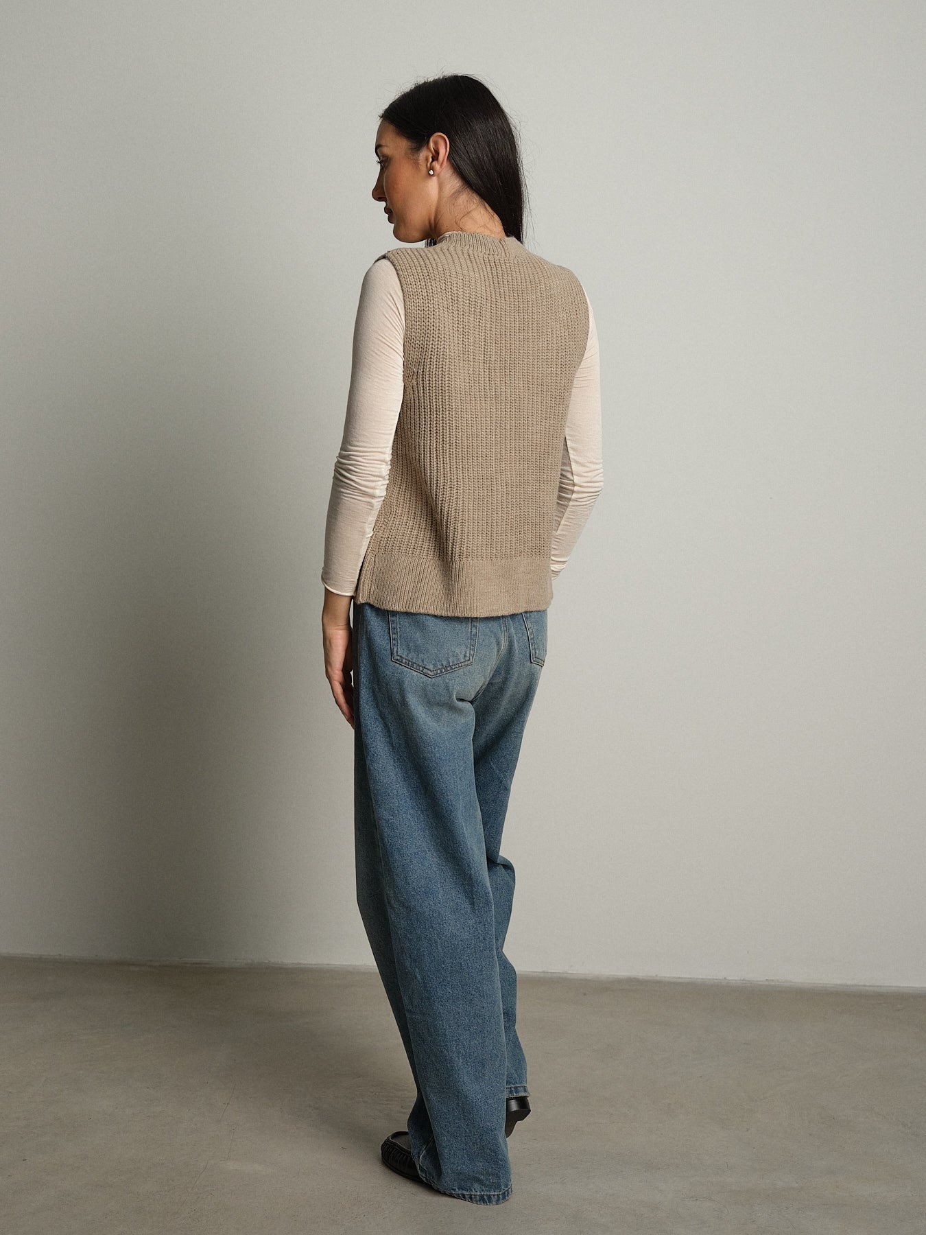 gilet con tasche - Tortora