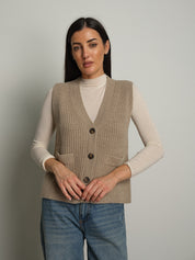 gilet con tasche - Tortora