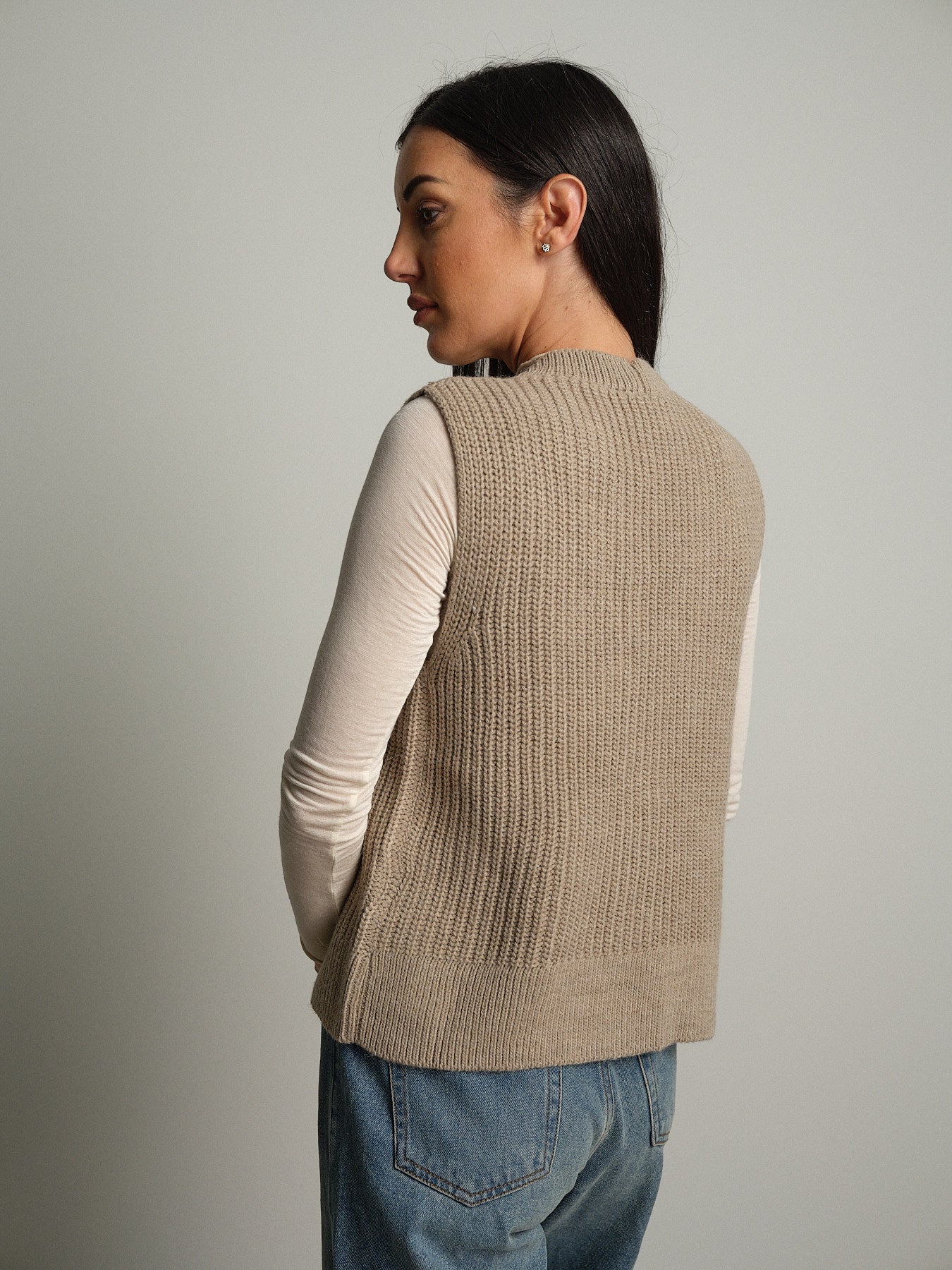 gilet con tasche - Tortora