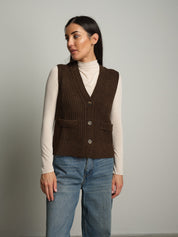 gilet con tasche - Moka